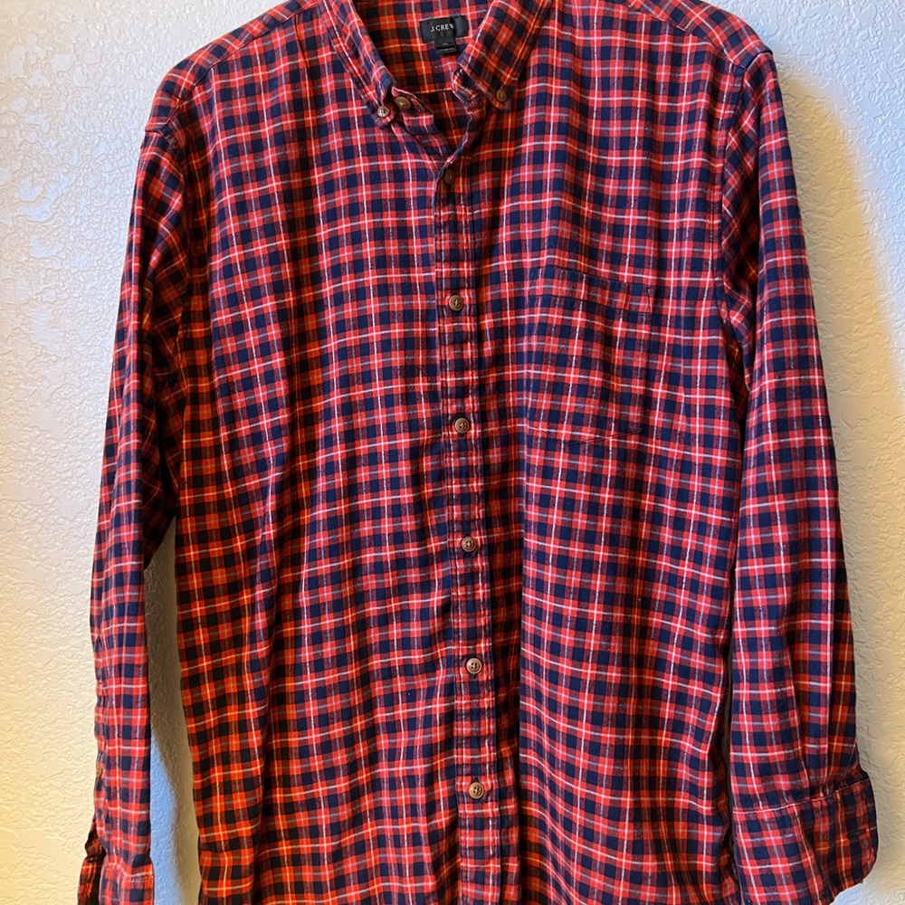 J. Crew red & blue flannel long sleeve - XL slim